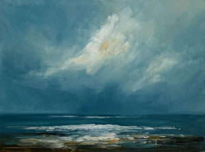 Ocean view with cerulean blue and clouds by Stephanie Thompson