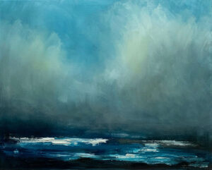 expressive seascape in blues and turquoise