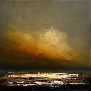 orange sky and moody sea by stephanie thompson art