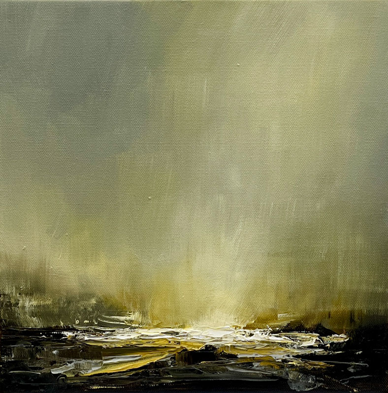 silver grey and yellow green seascape