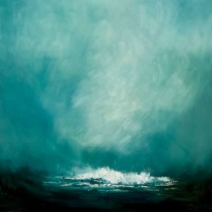 turquoise sea and impasto waves